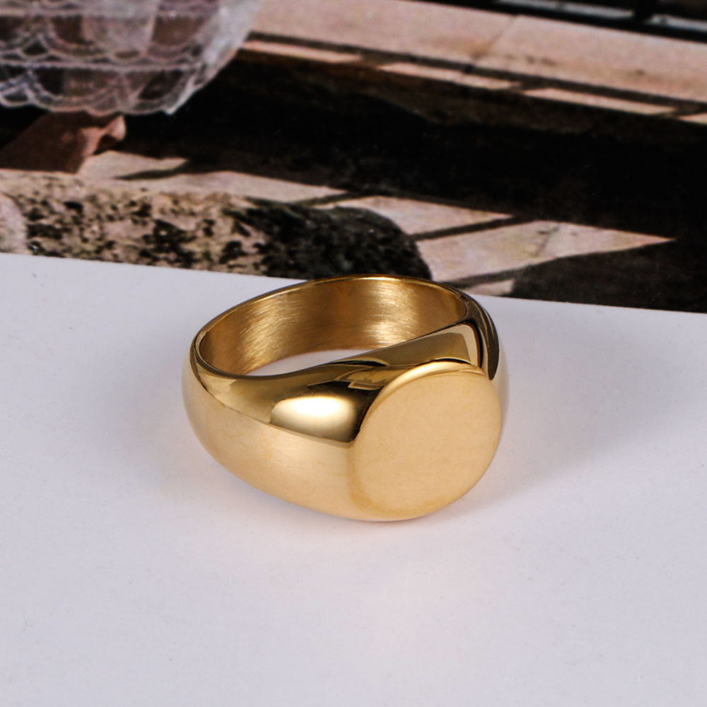 Round Flat Titanium Steel Ring With A Sleek Polished Finish For A Stylish Personalized Look