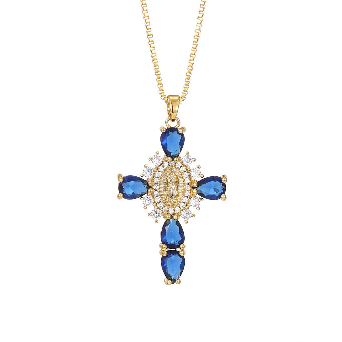 Fashionable Personalized Cross Pendant With Colorful Zircon
