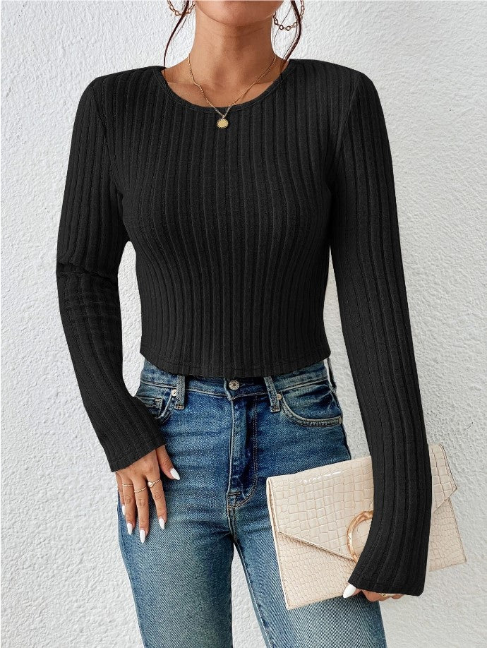 FallWinter Casual Slim-fit Solid-color Crew-neck Sweater