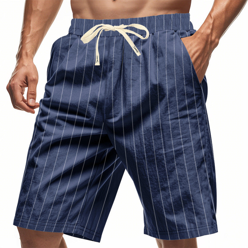 Mens Relaxed-fit Breathable American-style Linen Shorts For The Beach