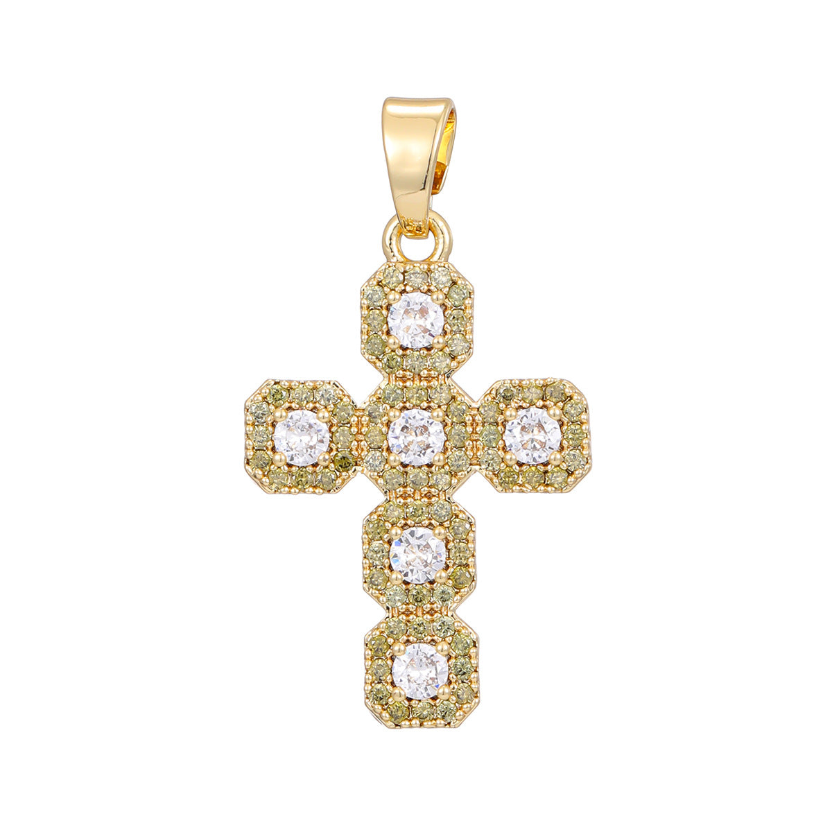 Fashionable Personalized Cross Pendant With Colorful Zircon