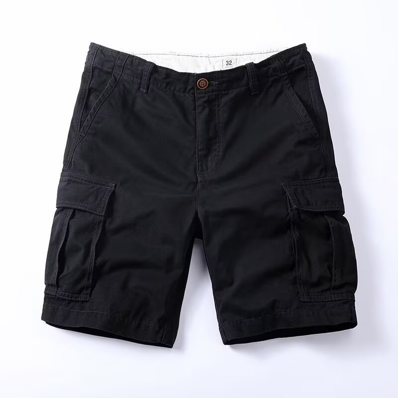 Retro Mens Outdoor Relaxed-fit Mid-length Cargo Pants With Multiple Pockets