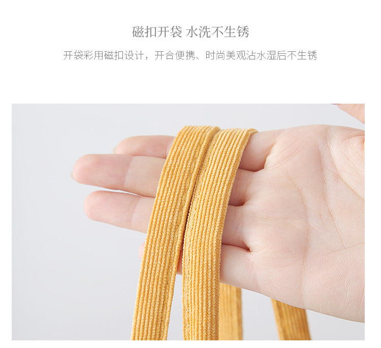 New Corduroy Shoulder Bag for Women Cotton Cloth Large Handbag Solid Color Eco Shopping Bag 2023 Ladies Reusable Totes Bags