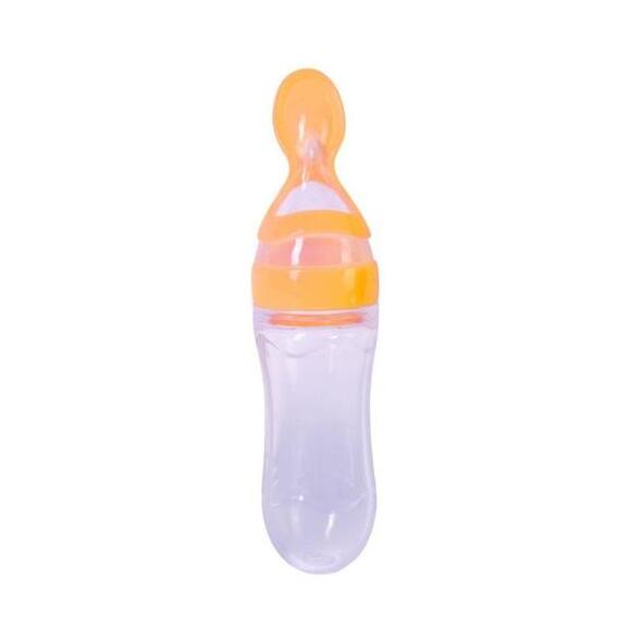 Baby bottle with small spoon