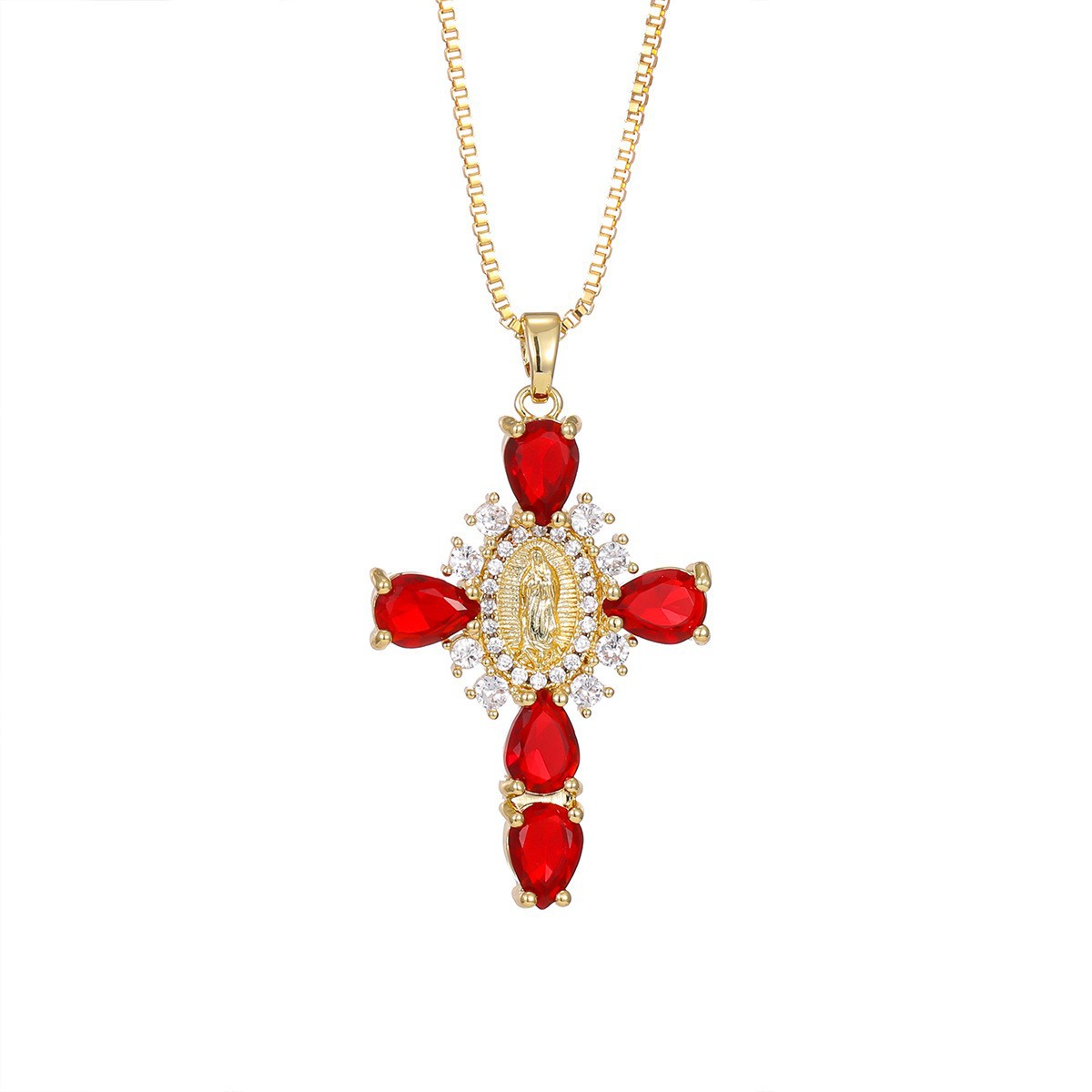 Fashionable Personalized Cross Pendant With Colorful Zircon