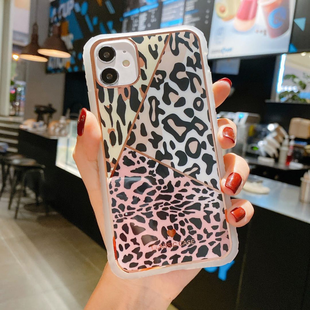 Galvanisieren Liebe Leopard Print Kleine Taille Schutzhülle Handyhülle
