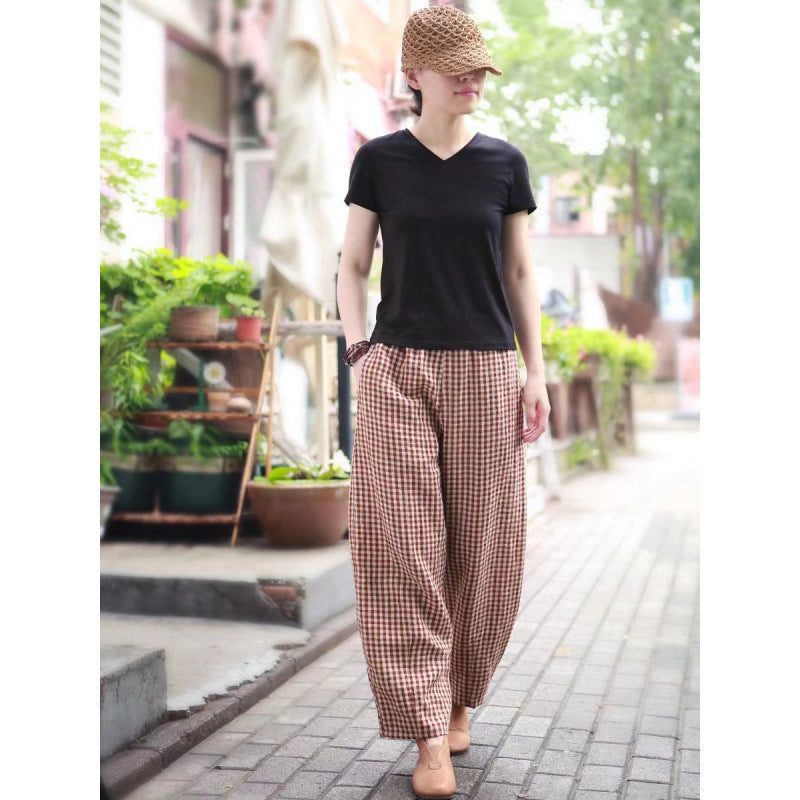 Womens Casual Loose Cotton-linen Pants