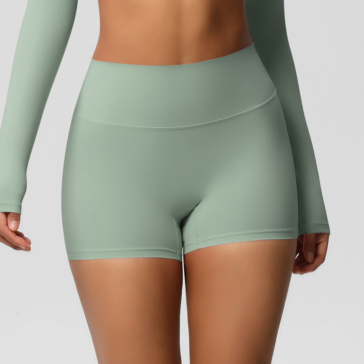 Womens Solid-Color Sports Shorts European And American Style Yoga Shorts