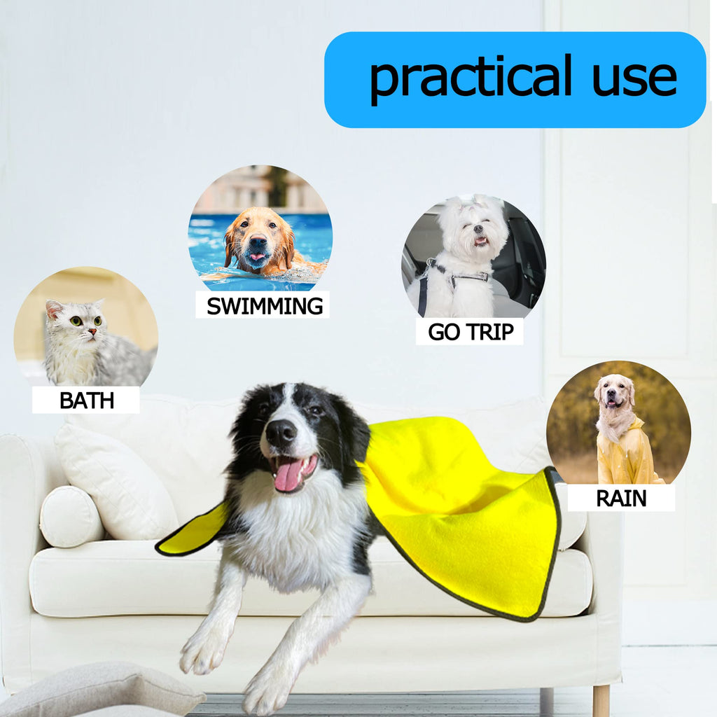 Toallas de baño para perros, toalla de secado rápido de microfibra suave y absorbente para perros, gatos y mascotas, color amarillo