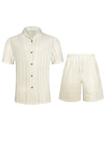 Conjunto de camisa de manga corta transpirable calada y shorts para hombre