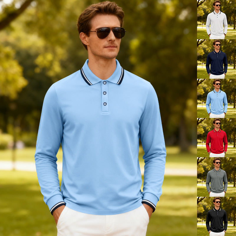 Mens Casual Jacquard Polo Shirtquick-drying Breathable