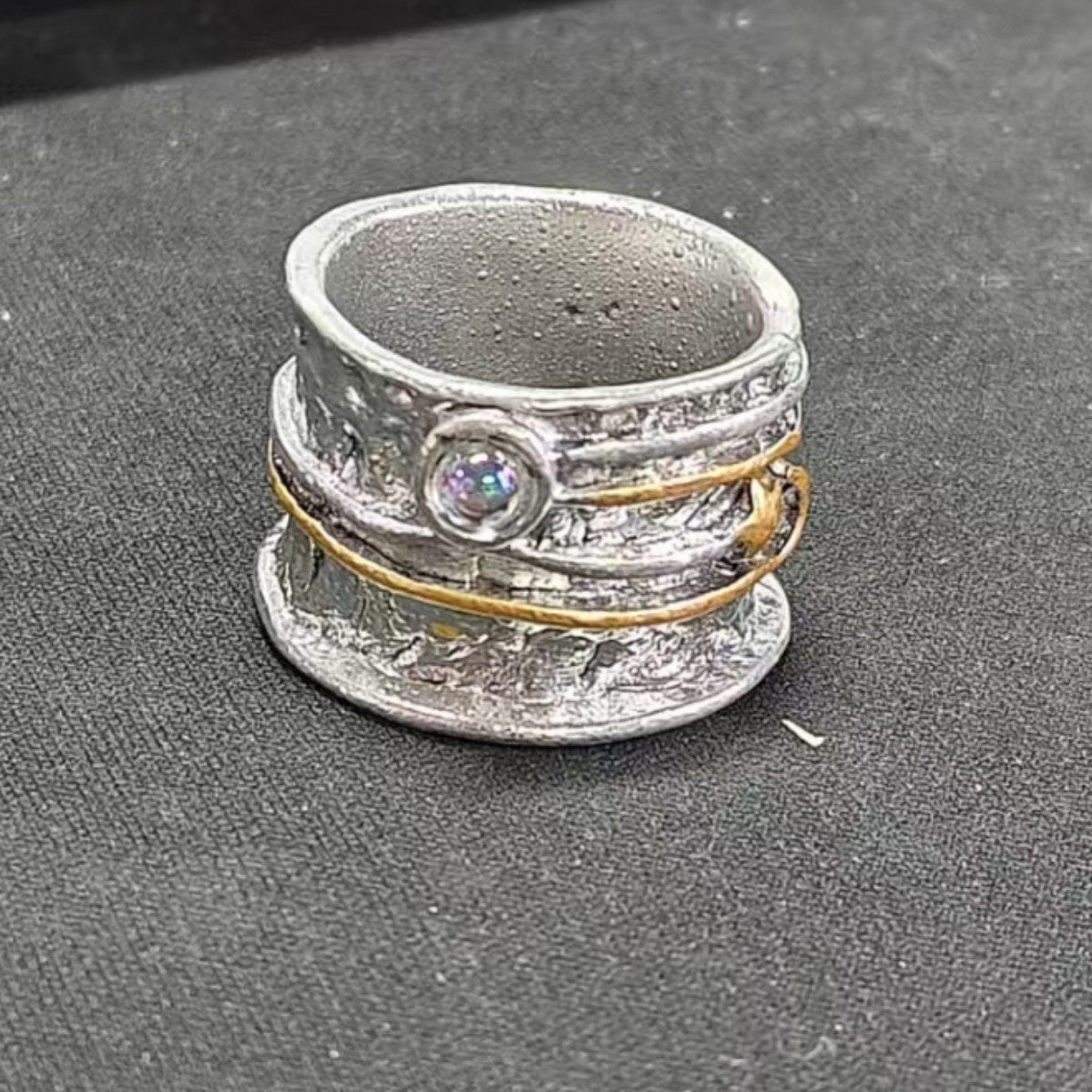 Retro Star And Moon Ring With Moonstone For Women