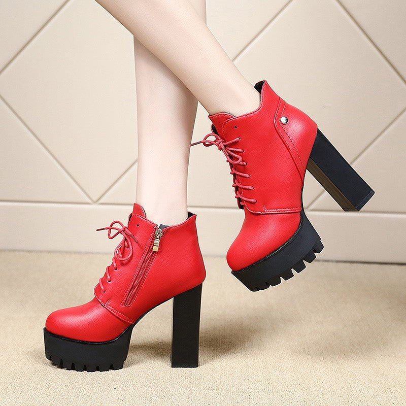 Plateau-Stiefel mit klobigem Absatz für Damen Herbst/Winter 2025