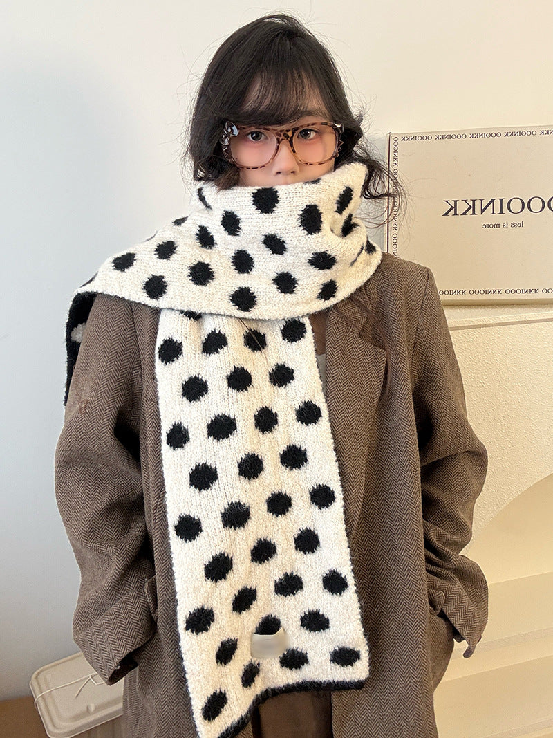 Sophisticated Contrasting Polka-Dot Scarf For Women
