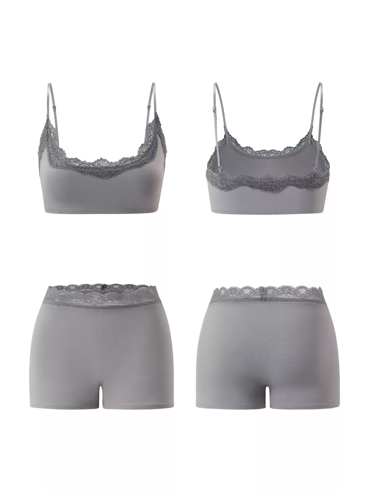 7A Antibacterial Dyeing Lace Trim Bra And Leggings Set