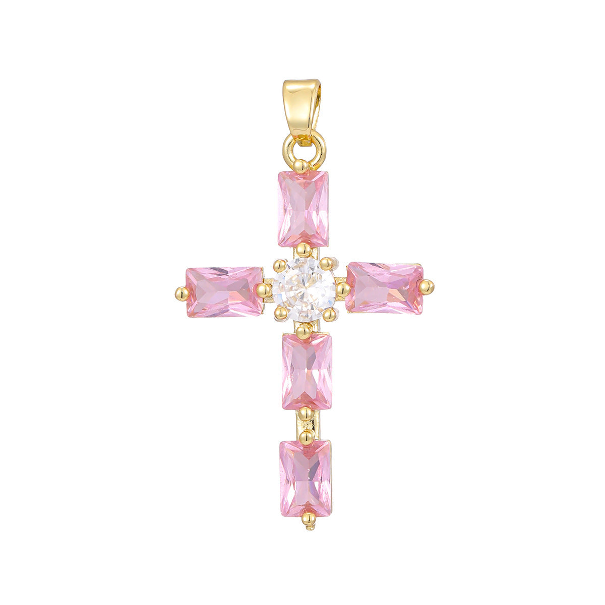 Fashionable Personalized Cross Pendant With Colorful Zircon