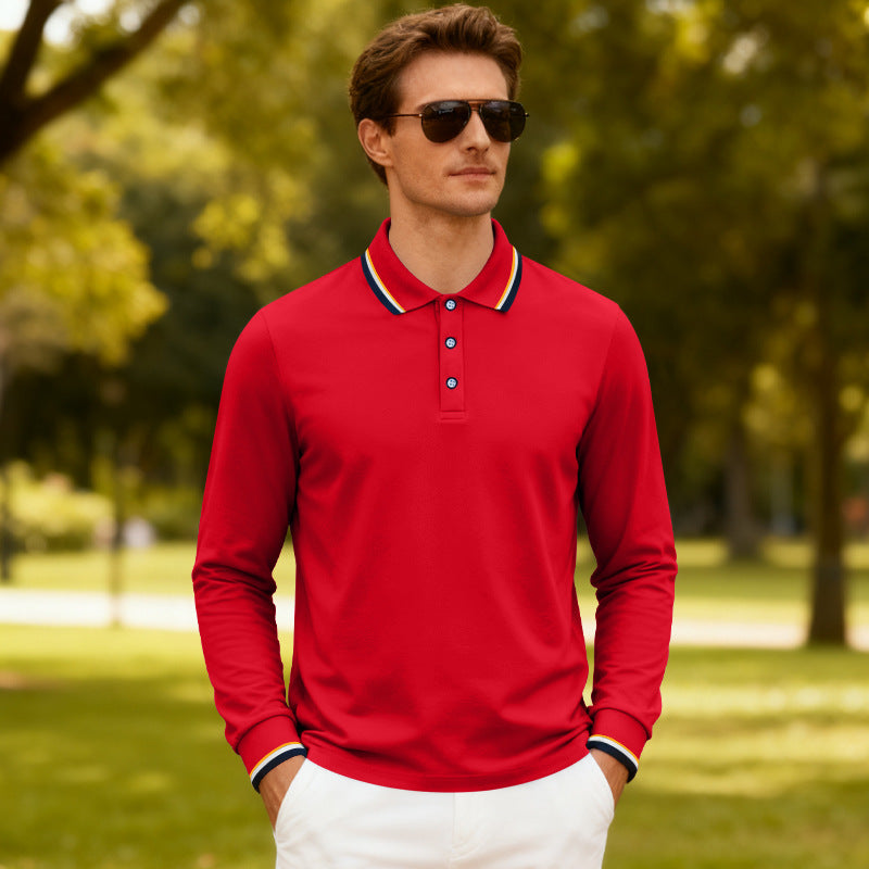 Mens Casual Jacquard Polo Shirtquick-drying Breathable