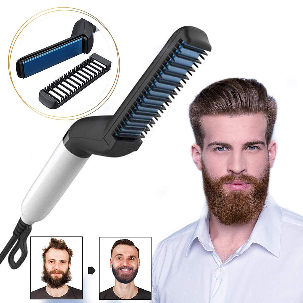 Elektrische Haarglättbürste,Schnelle Bartglättungsbürste für Herren,Haarglättung,Lockenhaarglättungskamm,Entwirren von Seitenhaar,Multifunktionaler Haarkräusler