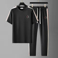 Mens Smooth Short-Sleeve Casual Summer Set