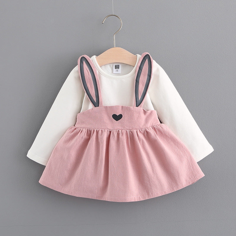 Herbst neue koreanische Kinderkleidung, niedliches Kaninchenkleid für Mädchen, Baby Prinzessinnenkleid 916