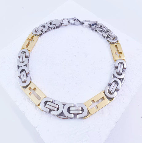 Stainless Steel Cross-link Flat-link Chain Handcrafted Chain Bracelet Necklace, And Accessory