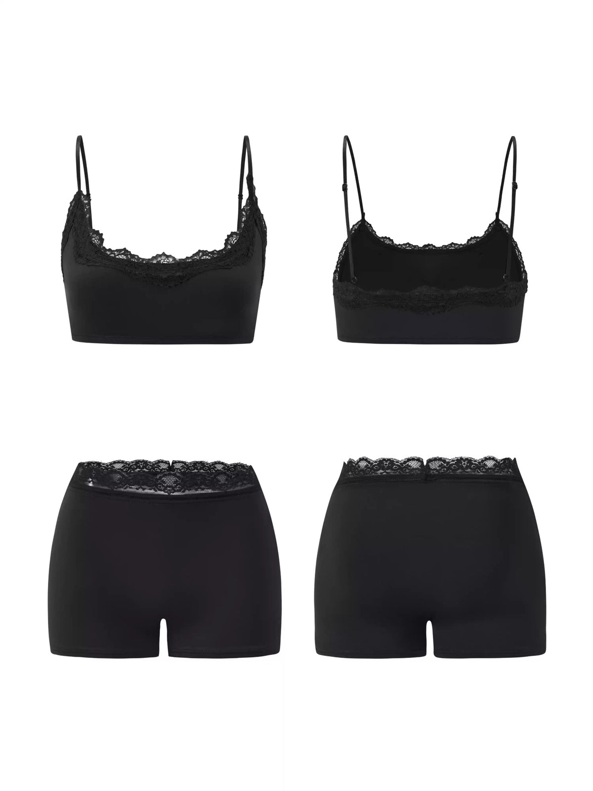 7A Antibacterial Dyeing Lace Trim Bra And Leggings Set