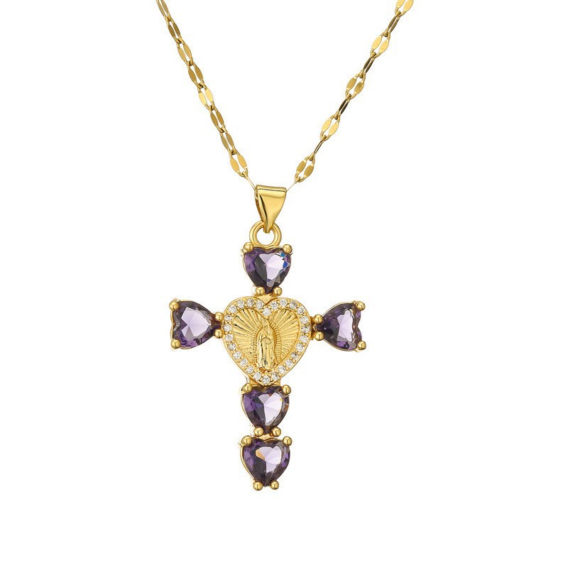 Fashionable Personalized Cross Pendant With Colorful Zircon