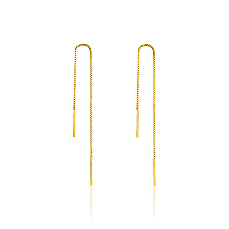 S925 Sterling Silver Long Minimalist Chain Tassel Anti-Lost Earrings For Women