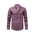 Camisa de cuello con manga larga estampada y elástico en cuatro direcciones para hombre