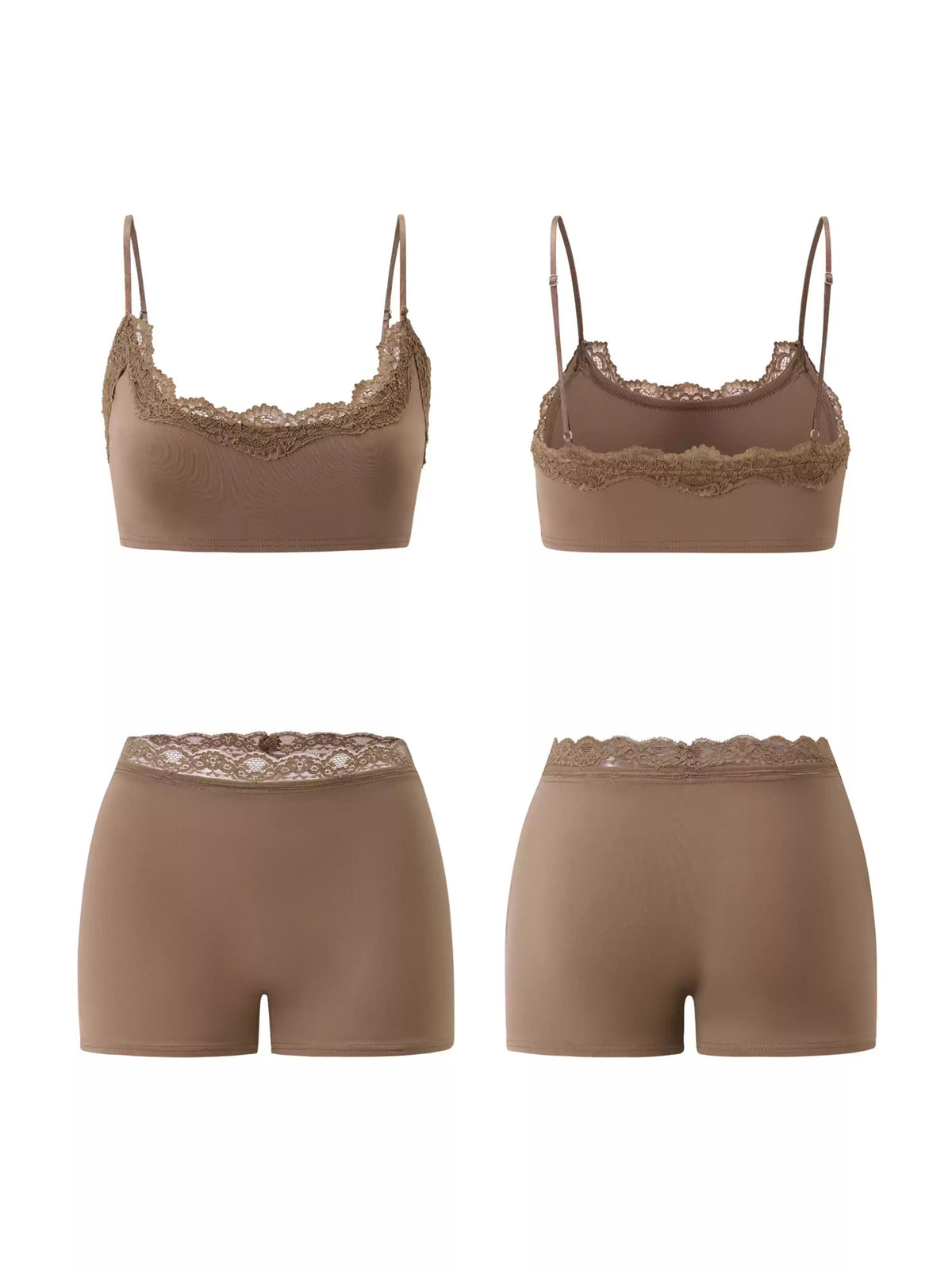 7A Antibacterial Dyeing Lace Trim Bra And Leggings Set