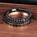 Cross-Section Ghost Head Braided Bracelet Set In Stainless Steel