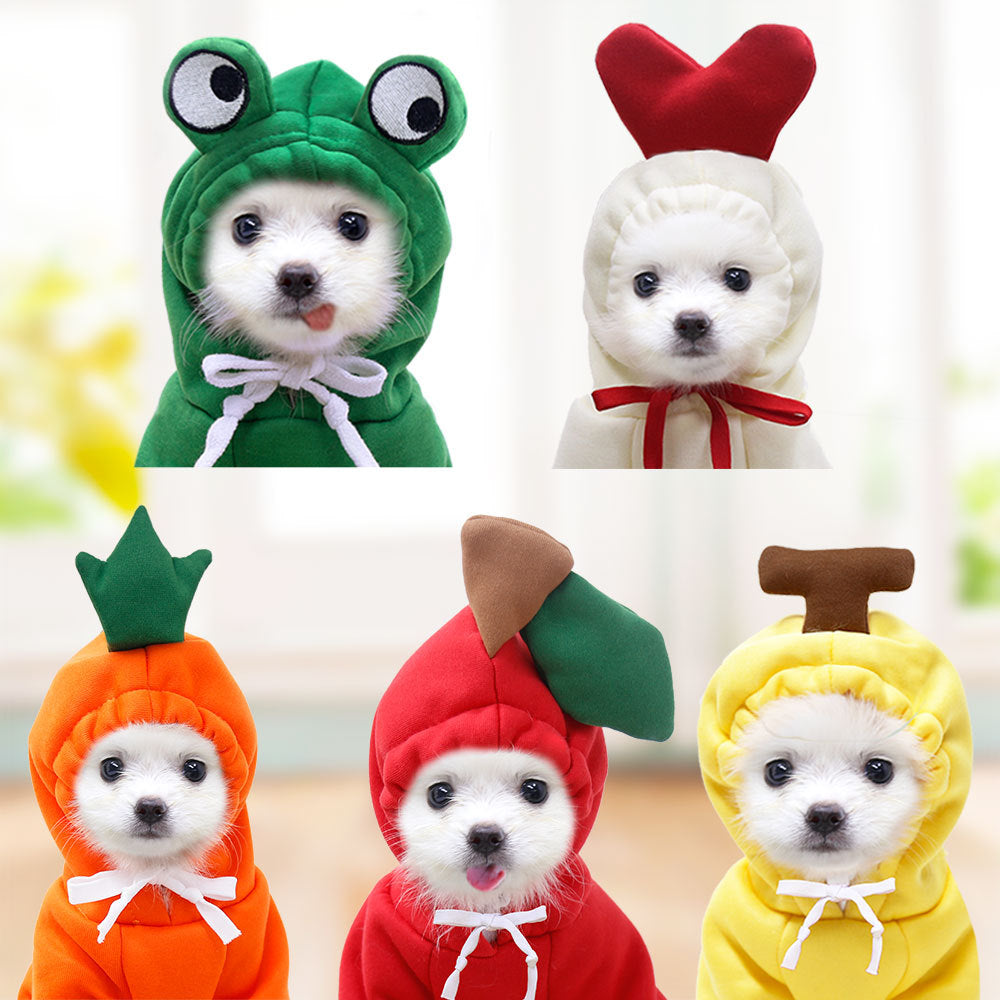 Niedliche Obst-Hundekleidung für kleine Hunde, Hoodies, warme Winter-Fleece-Haustierkleidung, Welpen-Katzenkostüm-Mantel für französische Chihuahua-Outfits