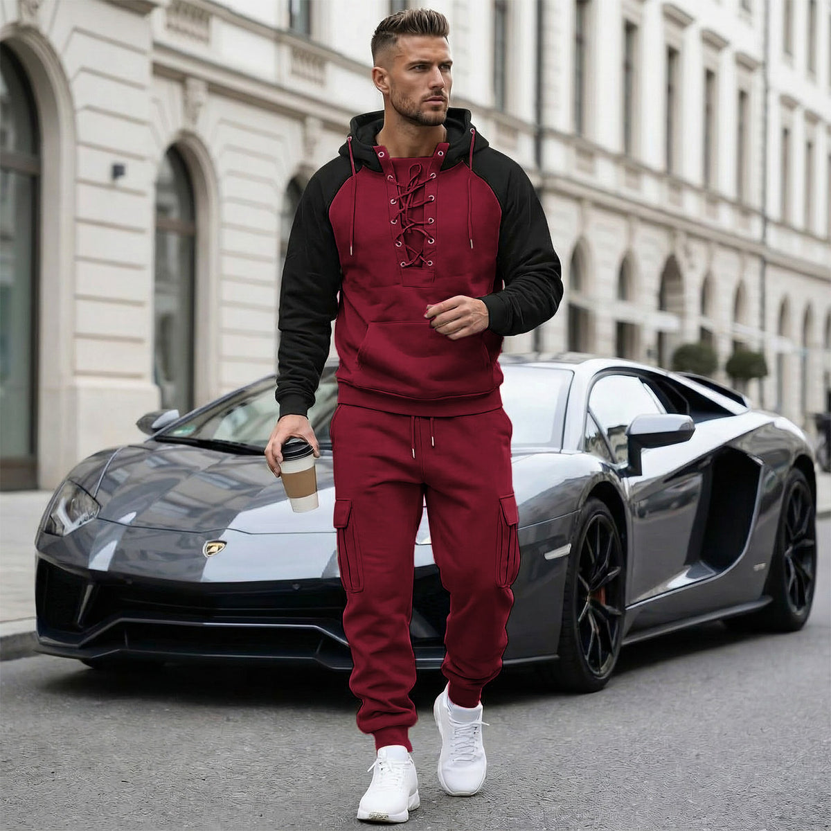 Fleece-lined Cargo Pants With Raglan Sleeves And Multiple Pockets