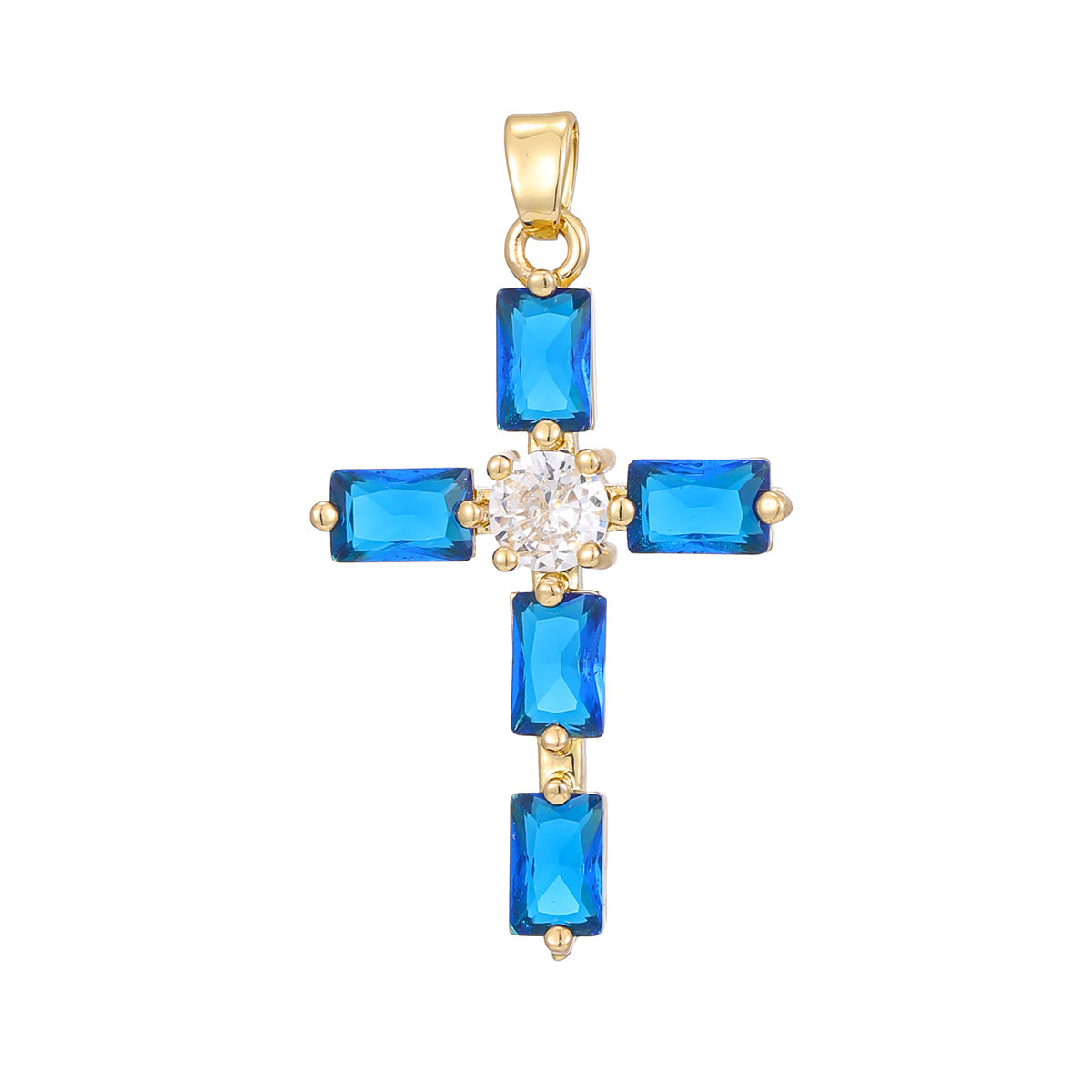 Fashionable Personalized Cross Pendant With Colorful Zircon