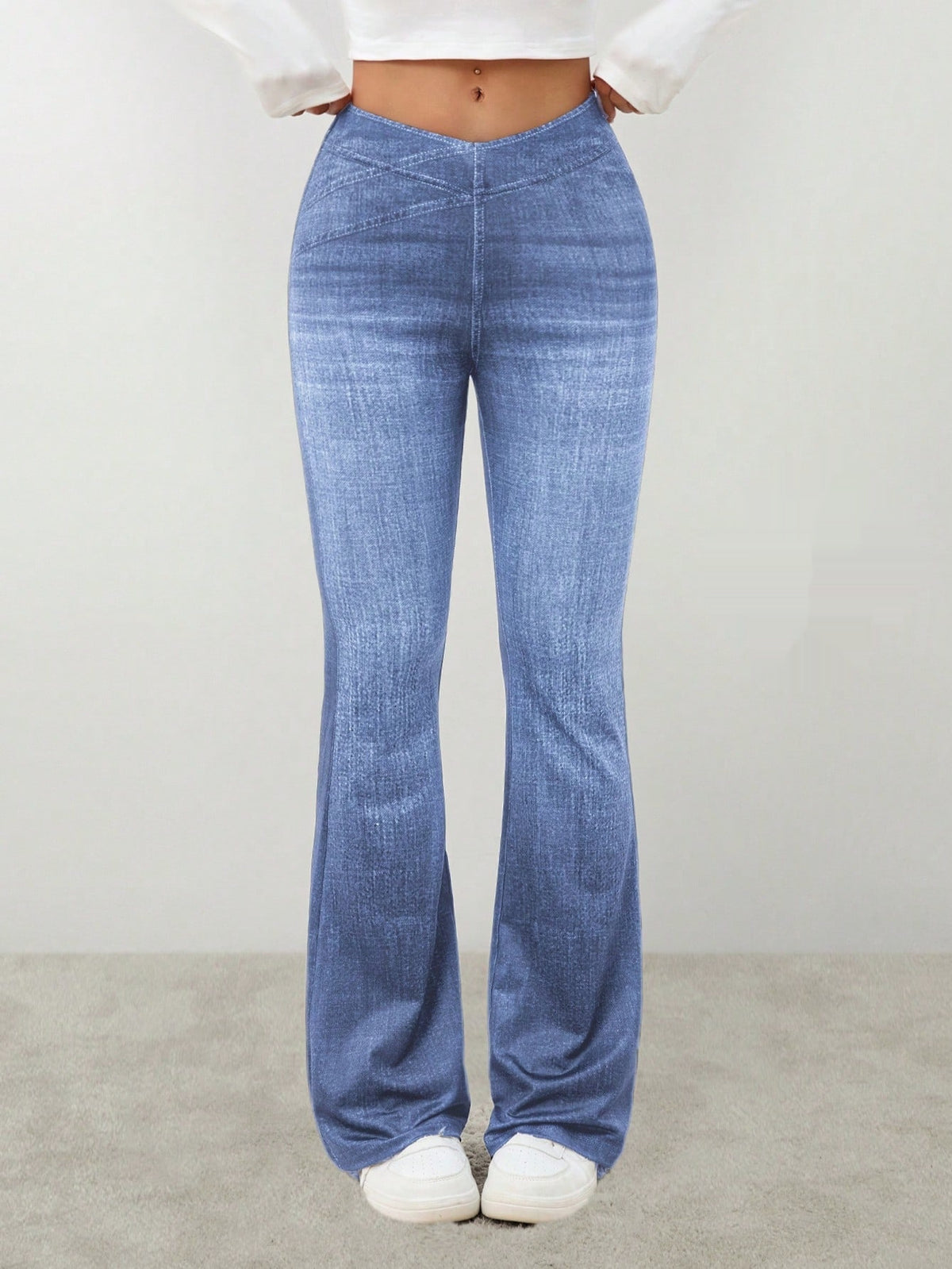 Denim High-rise Slim-fit Slightly Flared Pants