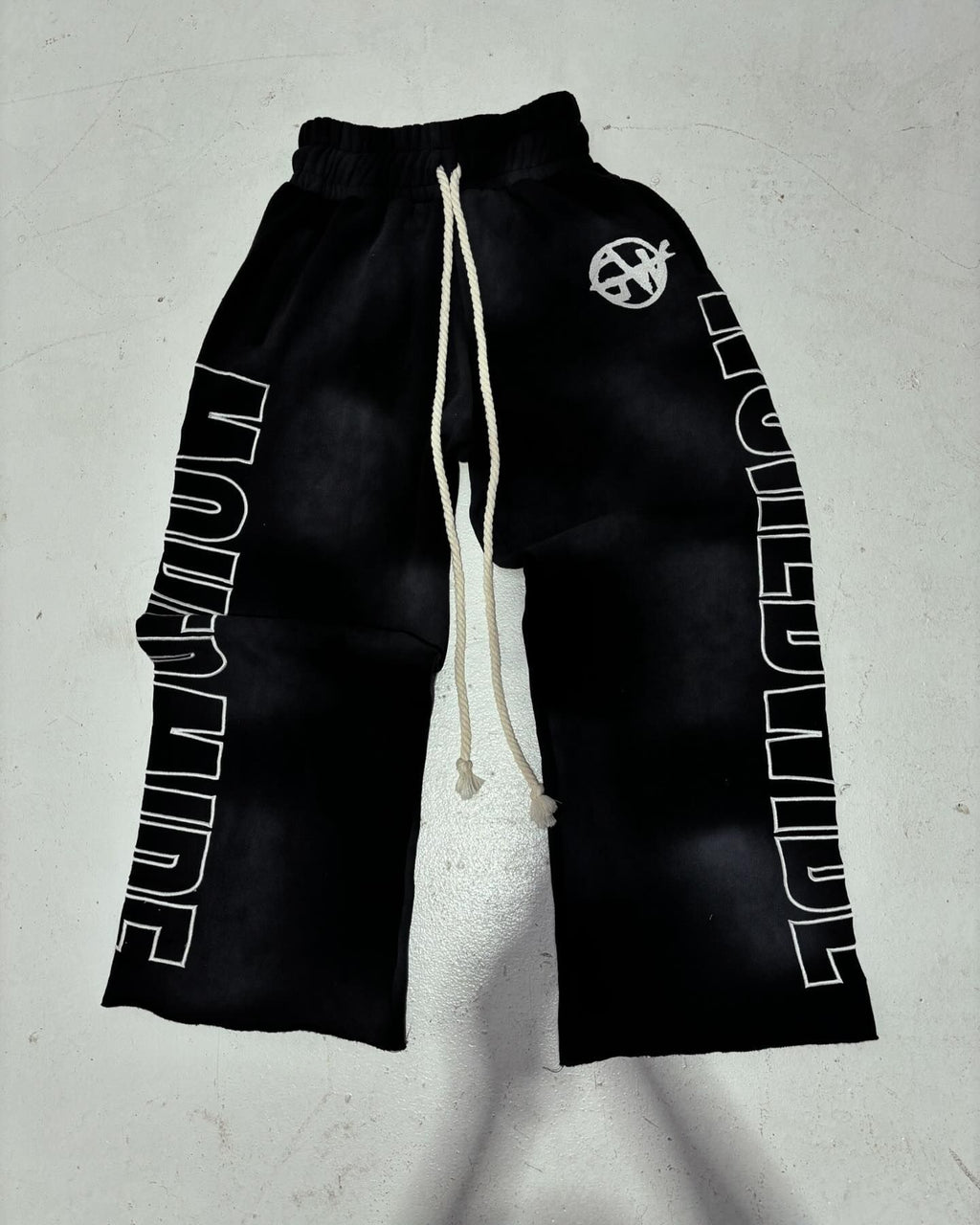 Pantalones casuales holgados con cordón y estampado de letras para mujer