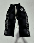 Pantalones casuales holgados con cordón y estampado de letras para mujer