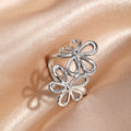 Bohemian Hollow Flower Stainless Steel Ring, Eco-friendly Material, Color Retention, Women's Fashion Jewelry, Personalized All-match & Exaggerated Style