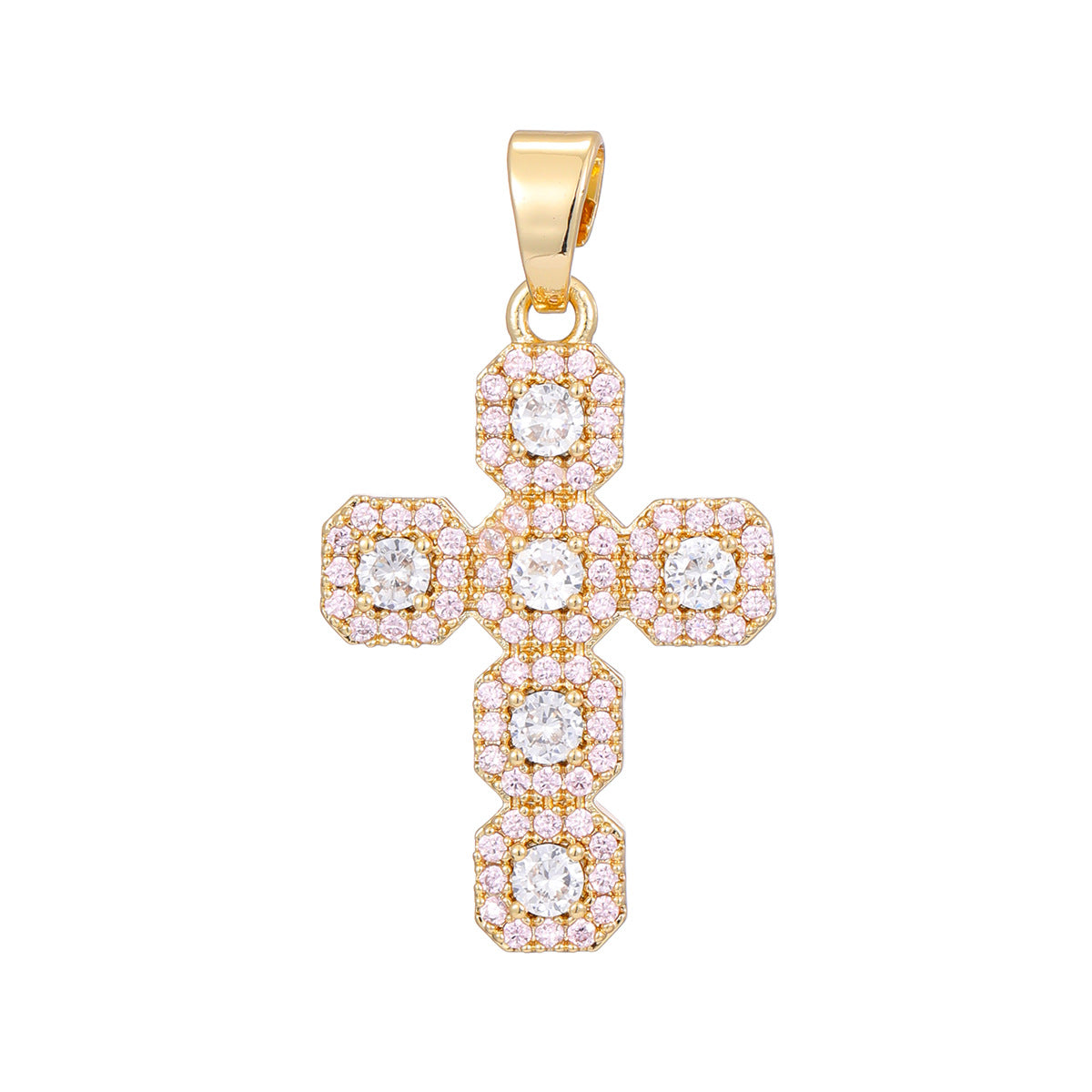 Fashionable Personalized Cross Pendant With Colorful Zircon