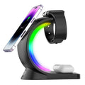 4-in-1 magnetisches kabelloses Ladegerät, Schnellladefunktion für Smartphones, Atmosphärenlicht-Ladestation für Airpods Pro, I-phone Watch