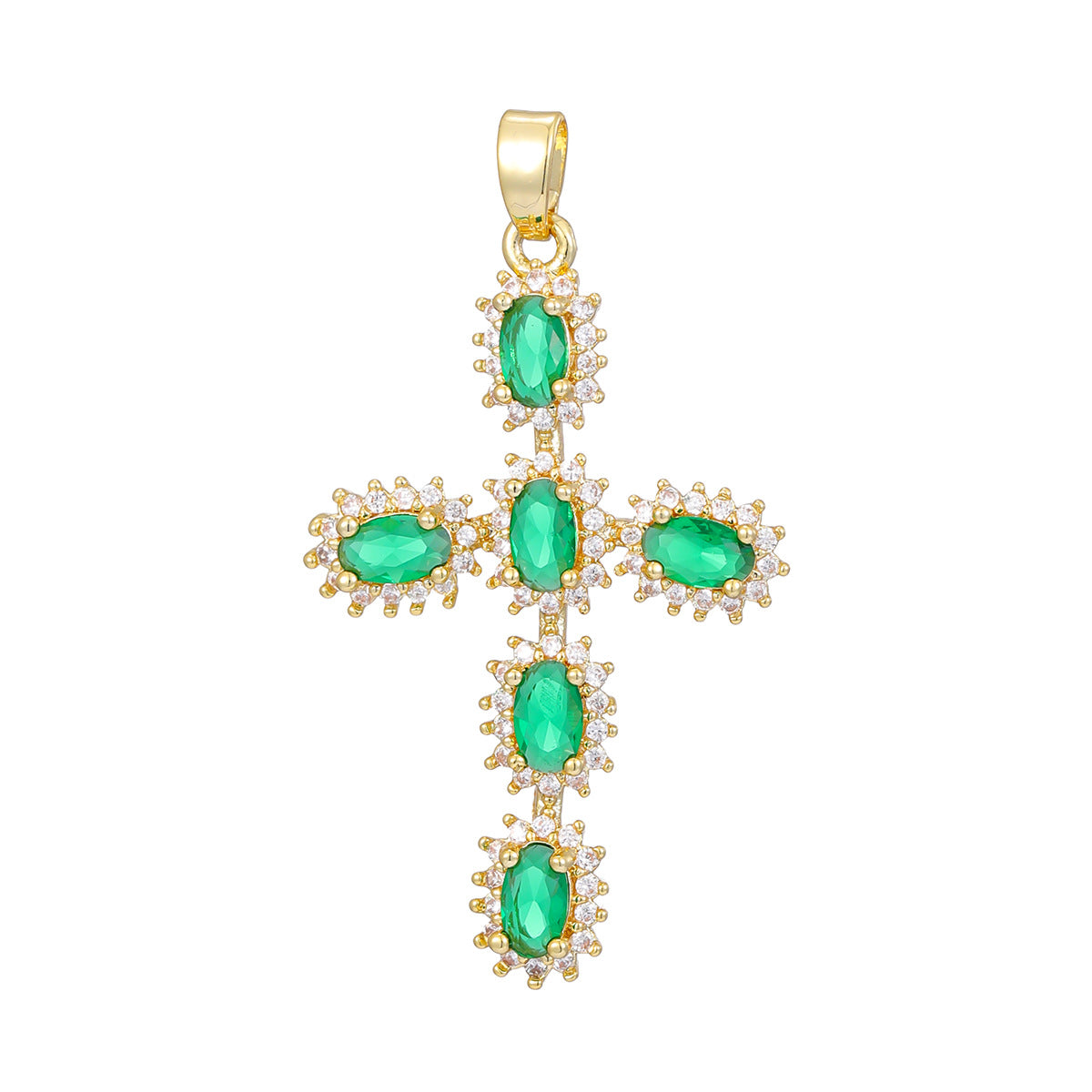 Fashionable Personalized Cross Pendant With Colorful Zircon