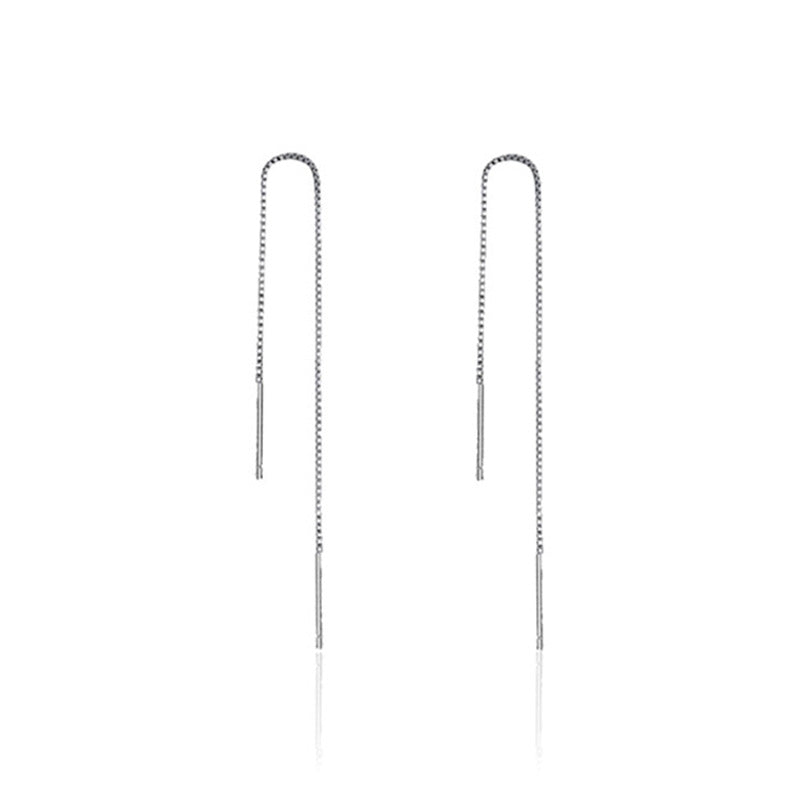 S925 Sterling Silver Long Minimalist Chain Tassel Anti-Lost Earrings For Women