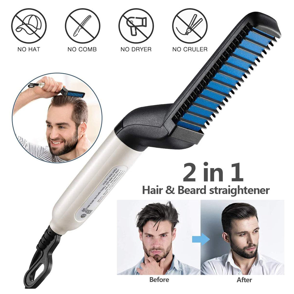 Elektrische Haarglättbürste,Schnelle Bartglättungsbürste für Herren,Haarglättung,Lockenhaarglättungskamm,Entwirren von Seitenhaar,Multifunktionaler Haarkräusler