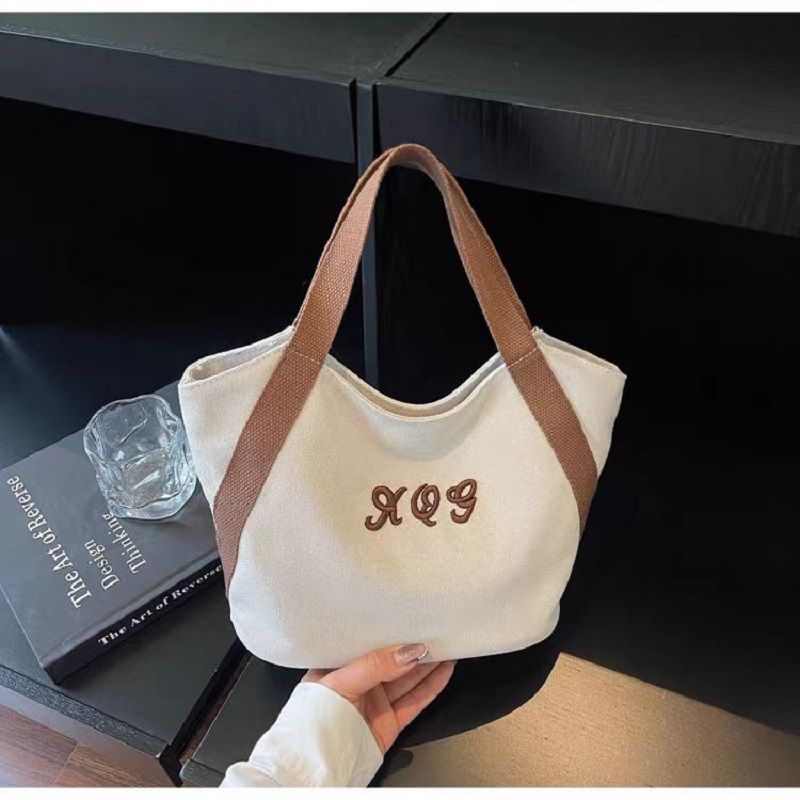 Fashionable Canvas Tote Bag With Letter Print