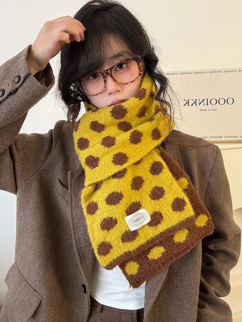 Sophisticated Contrasting Polka-Dot Scarf For Women