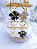 Heart & Flower Double Layer Dangle Earrings