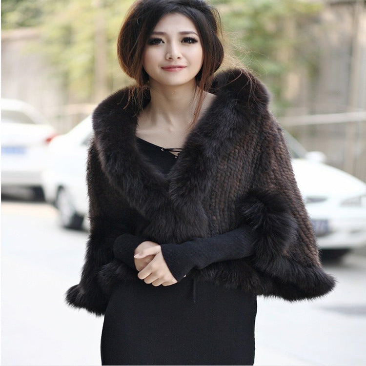 Womens Short Coat With A Fox-fur Collar