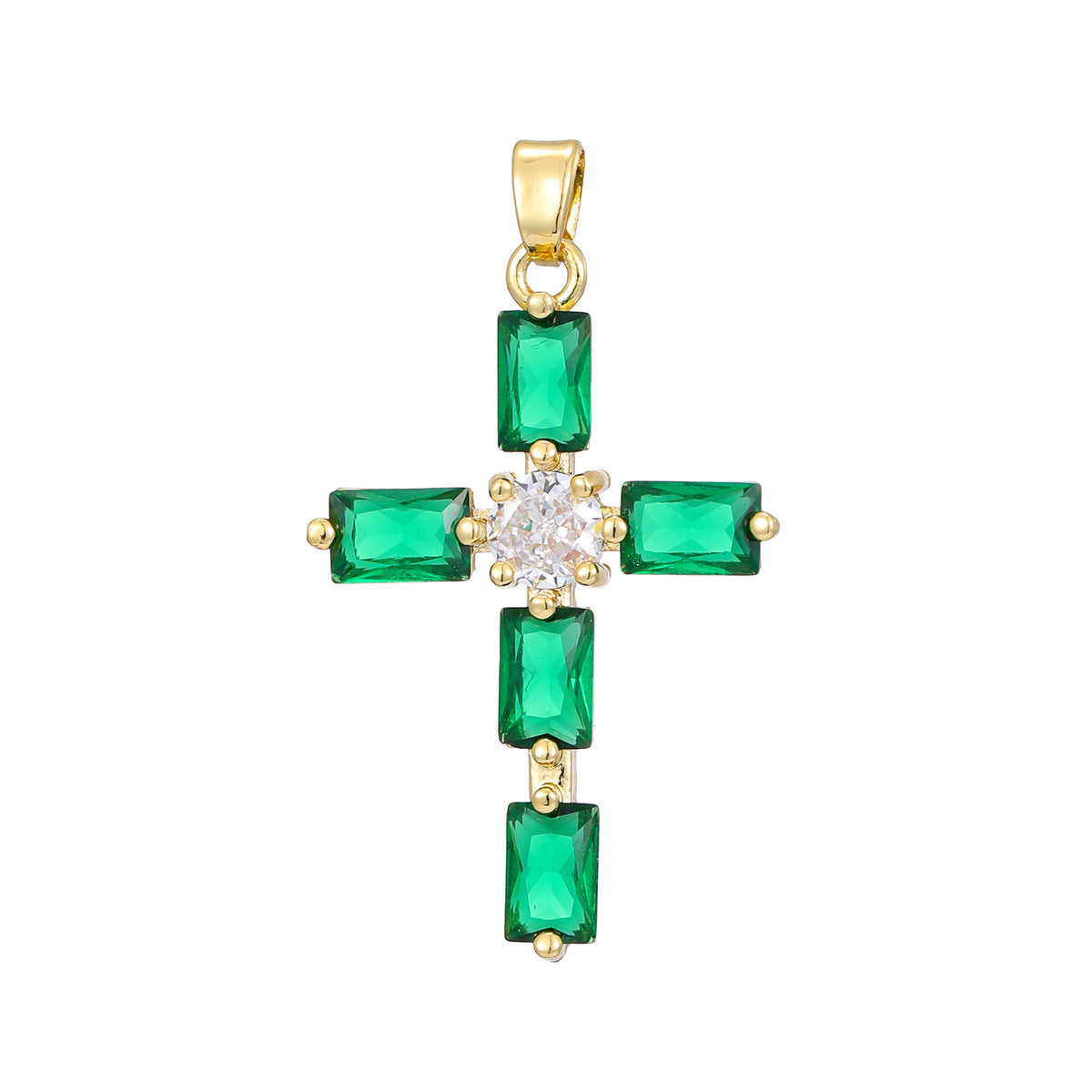 Fashionable Personalized Cross Pendant With Colorful Zircon