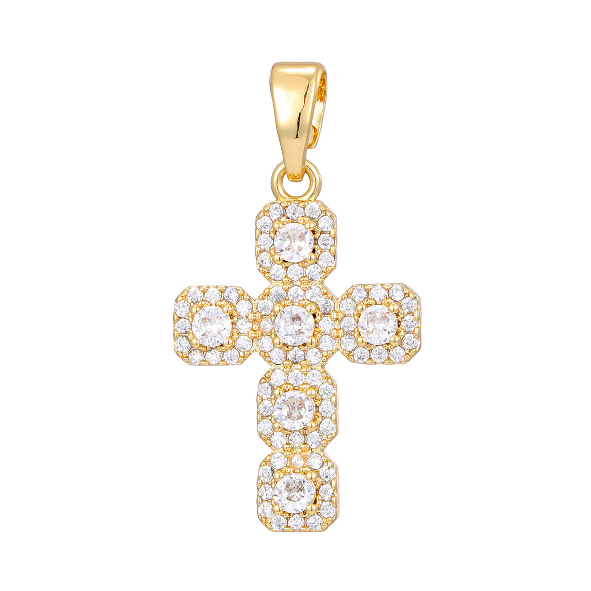 Fashionable Personalized Cross Pendant With Colorful Zircon
