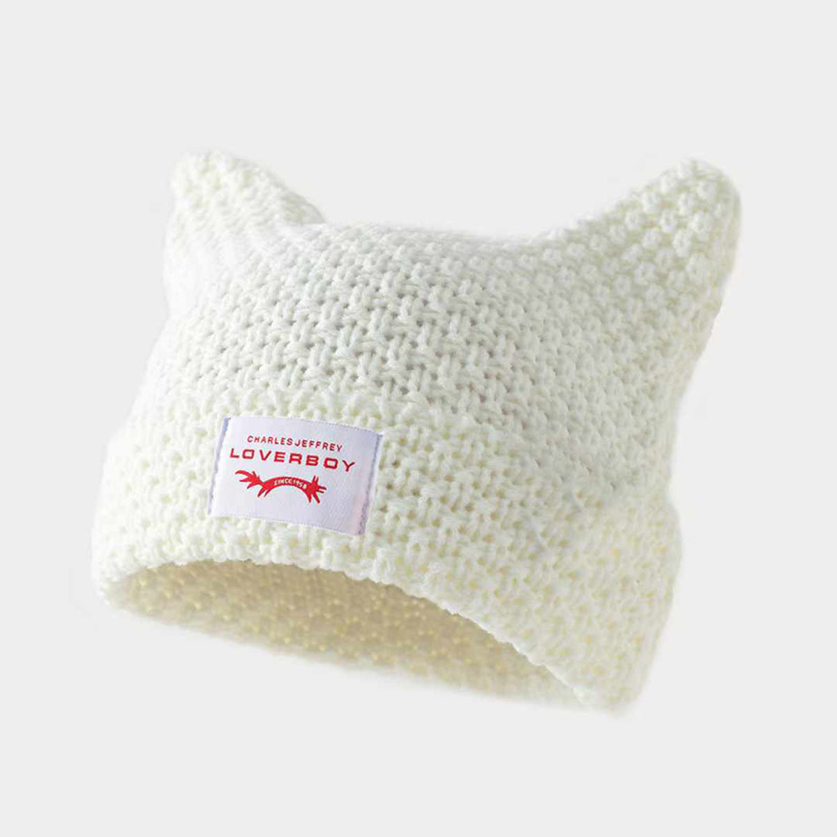 Handmade Knitted Striped Hat With Cute Cat Earscasual And Warm
